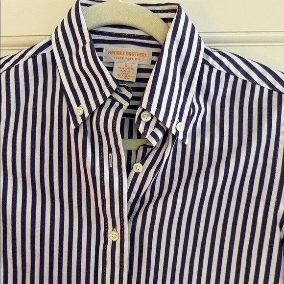 Brooks Brothers Navy and White Striped Shirt - Picture 2 of 3